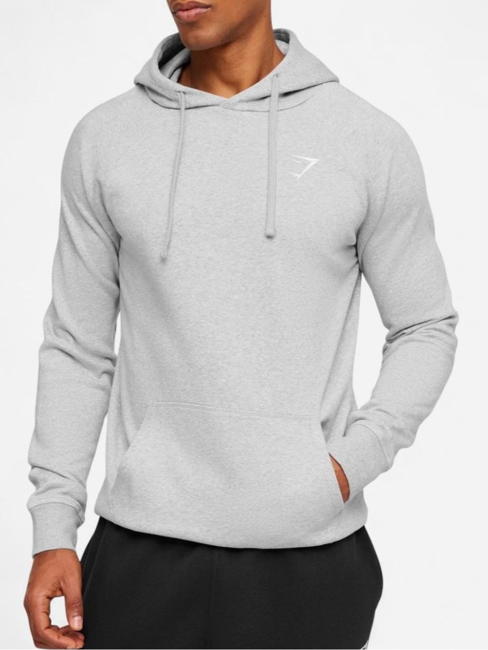 Gymshark Light Gray Men's Hoodie Pullover Size Large Fitness Preppy Activewear